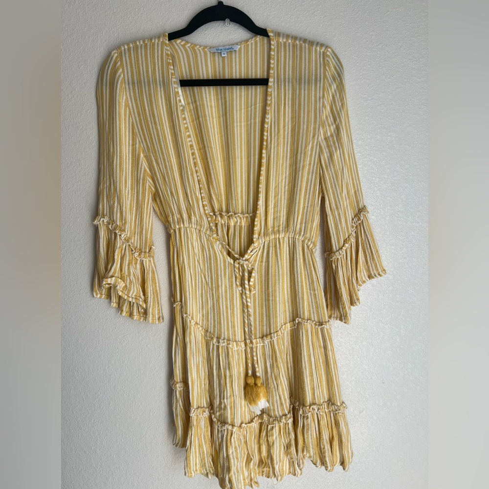 Blue Island- Yellow/White beach cover up